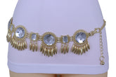 Women Fancy Elegant Fashion Belt Gold Metal Sun Flower Charm Hip High Waist Elegant Style Size S M